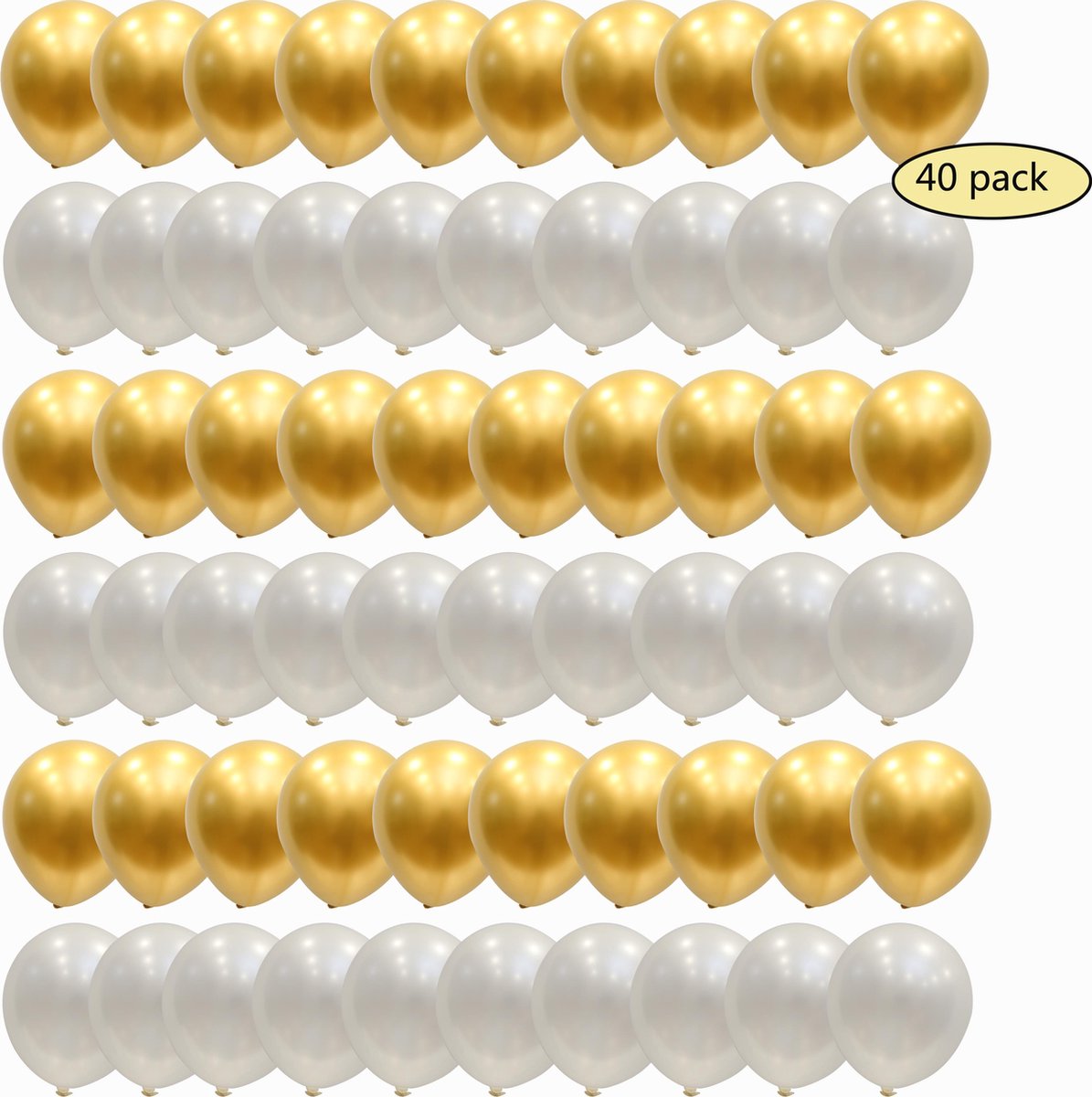 40 stuks Helium Latex Ballonnen MagieQ (Goud  Wit) Feest|Party|Kinderfeesje|Decoratie|versiering|Kerst|